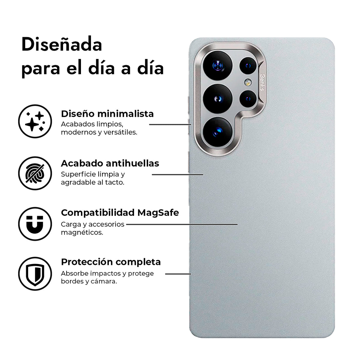 Benks Funda VitaPro para Galaxy S26 Ultra con Anillo Magnético, Gris