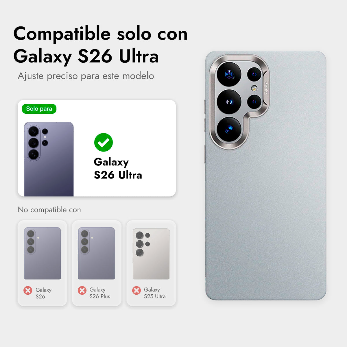 Benks Funda VitaPro para Galaxy S26 Ultra con Anillo Magnético, Gris