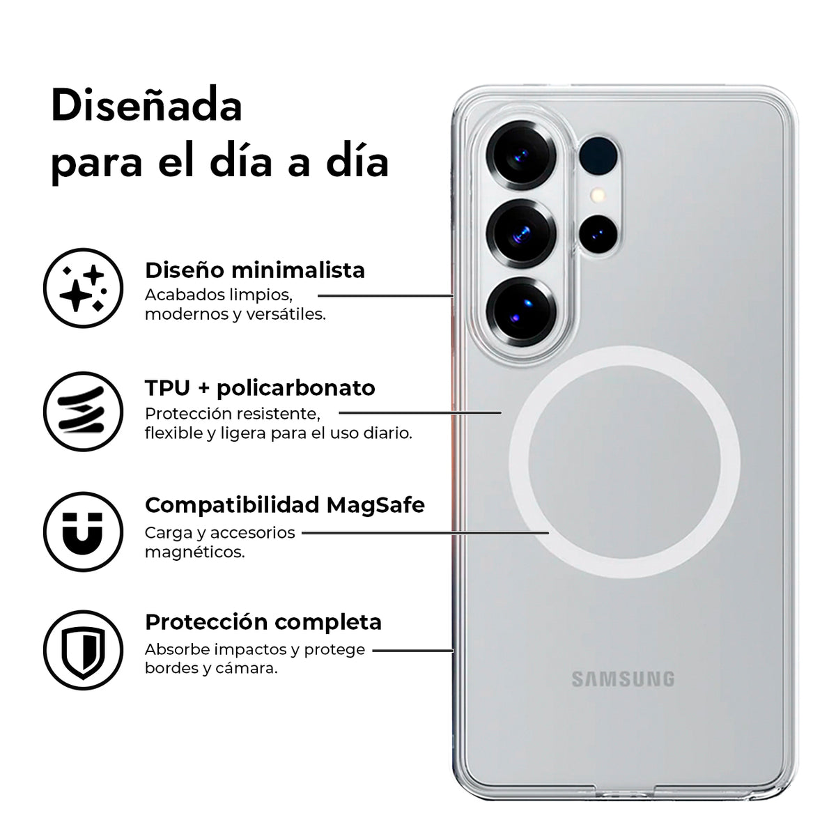 Benks Funda Magnetic Cristal para Galaxy S26 Ultra con Anillo Magnético, Transparente