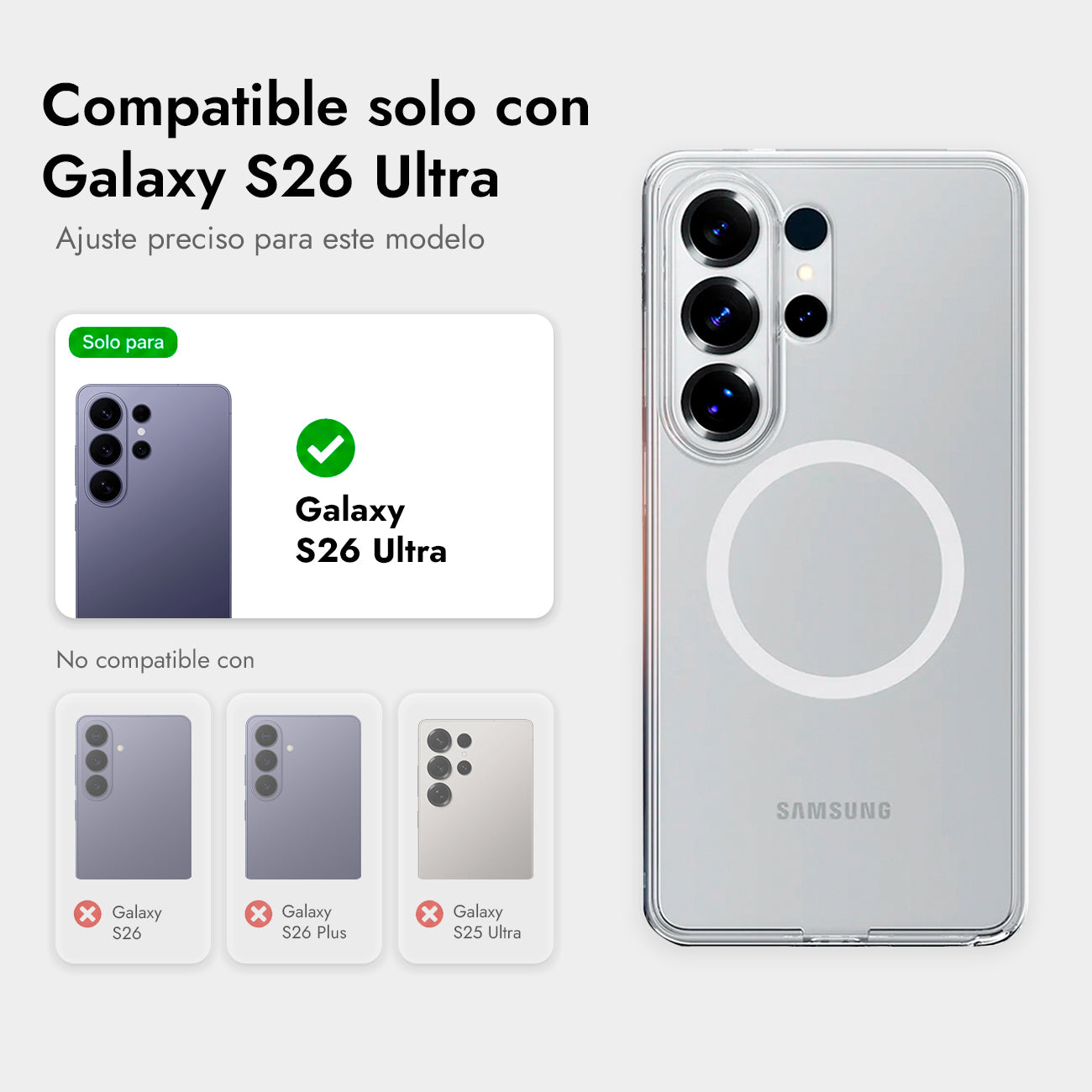 Benks Funda Magnetic Cristal para Galaxy S26 Ultra con Anillo Magnético, Transparente