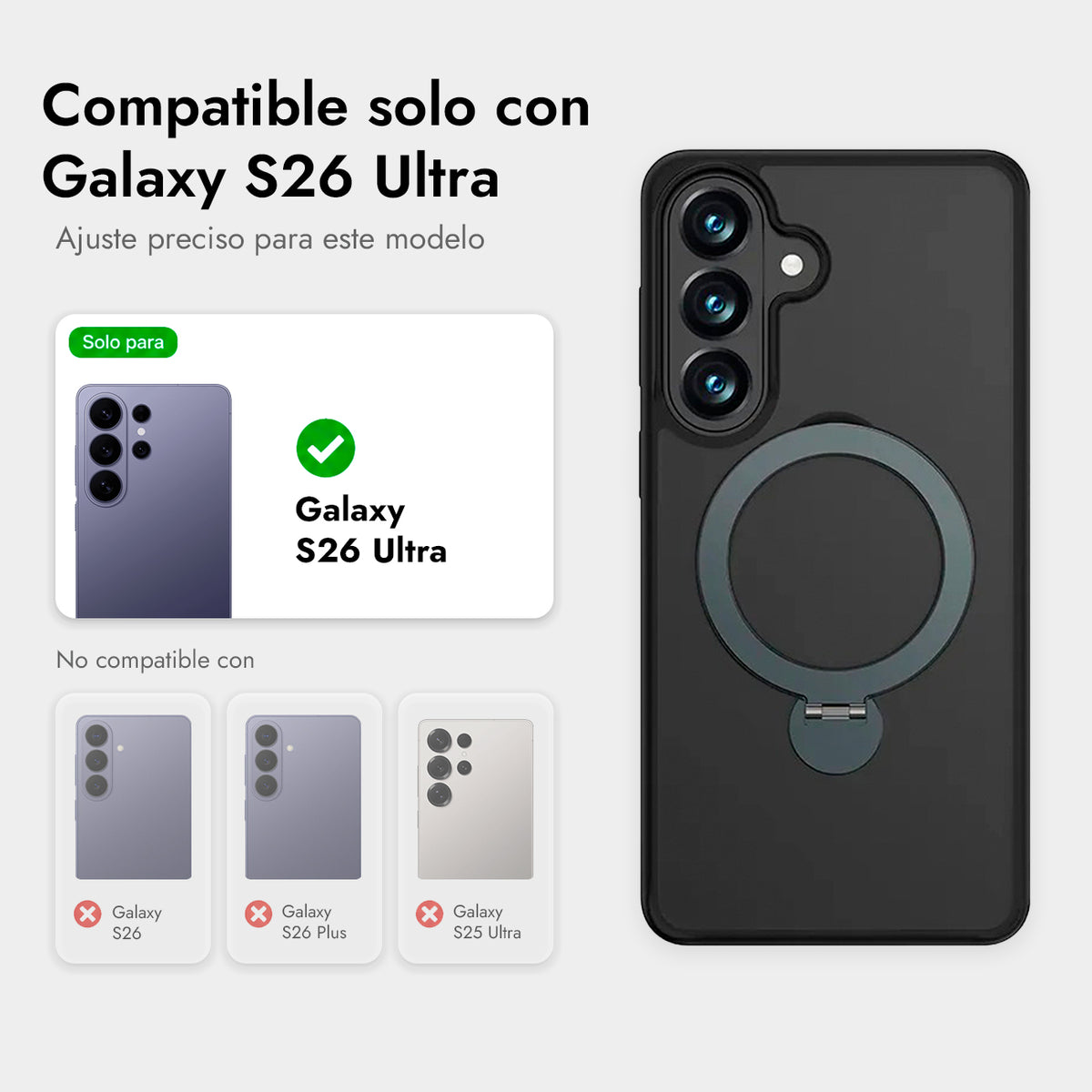Benks Funda Mist Mate Antihuellas con Soporte para Galaxy S26 Ultra con Anillo Magnético, Negra