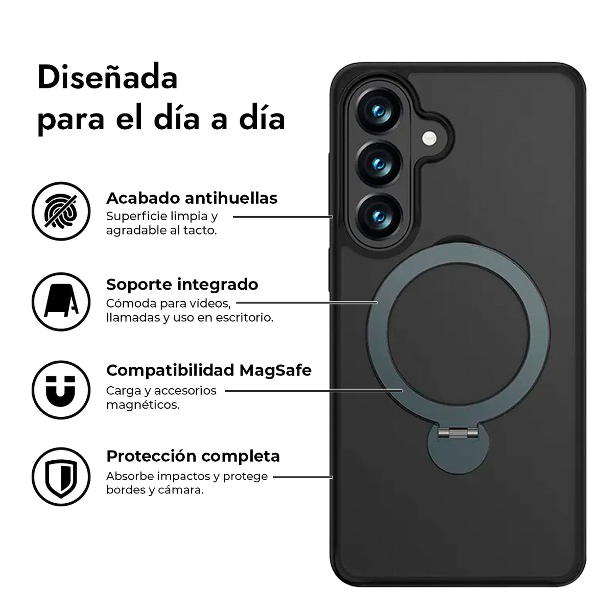 Benks Funda Mist Mate Antihuellas con Soporte para Galaxy S26 Ultra con Anillo Magnético, Negra