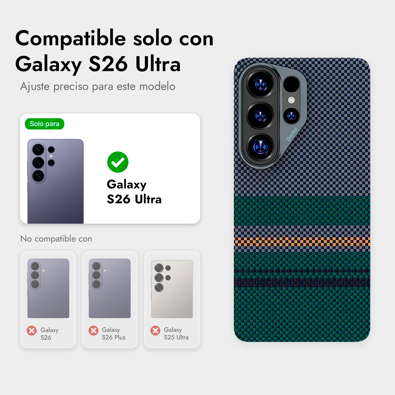 Benks Funda ArmorAir de Fibra de Aramida Kevlar para Galaxy S26 Ultra con Anillo Magnético, Aurora Edition