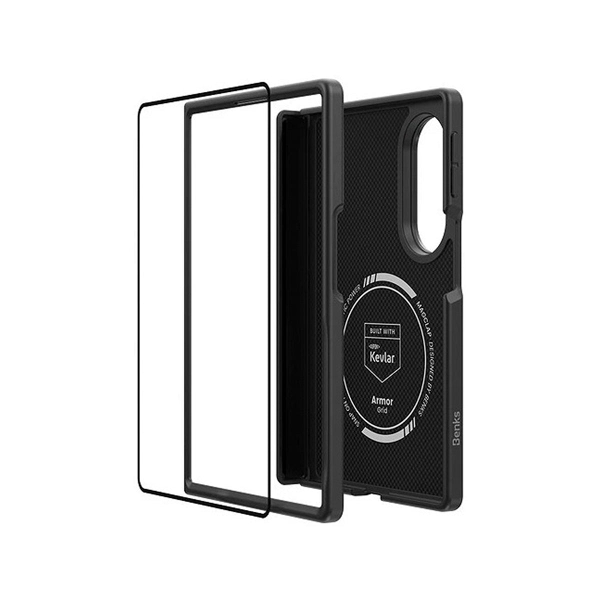 Benks Funda ArmorGrid Pro Grand Combo de Fibra de Aramida Kevlar para Galaxy Z Fold 8 con Anillo Magnético, Negra