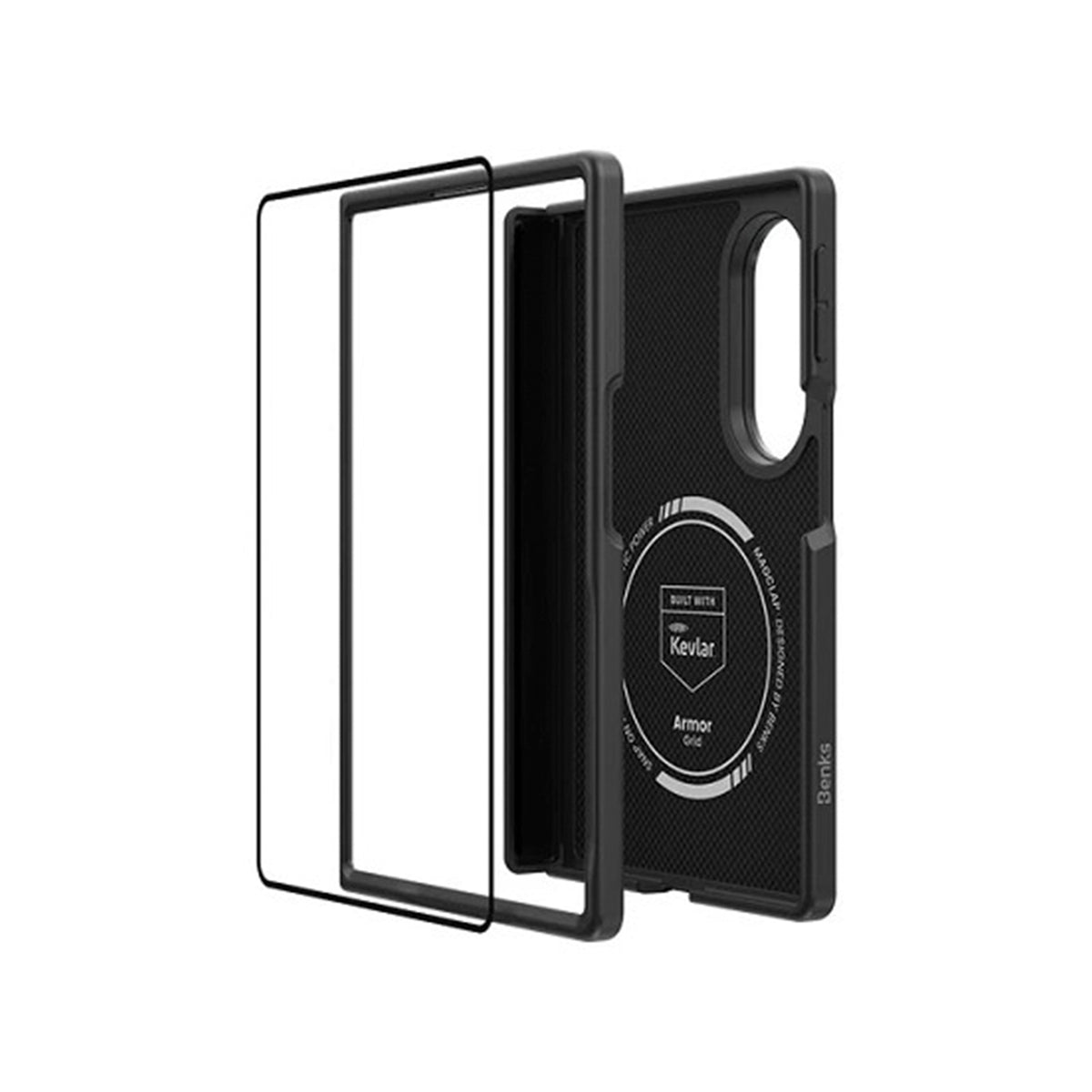 Benks Funda ArmorGrid Pro Grand Combo de Fibra de Aramida Kevlar para Galaxy Z Fold 8 con Anillo Magnético, Negra