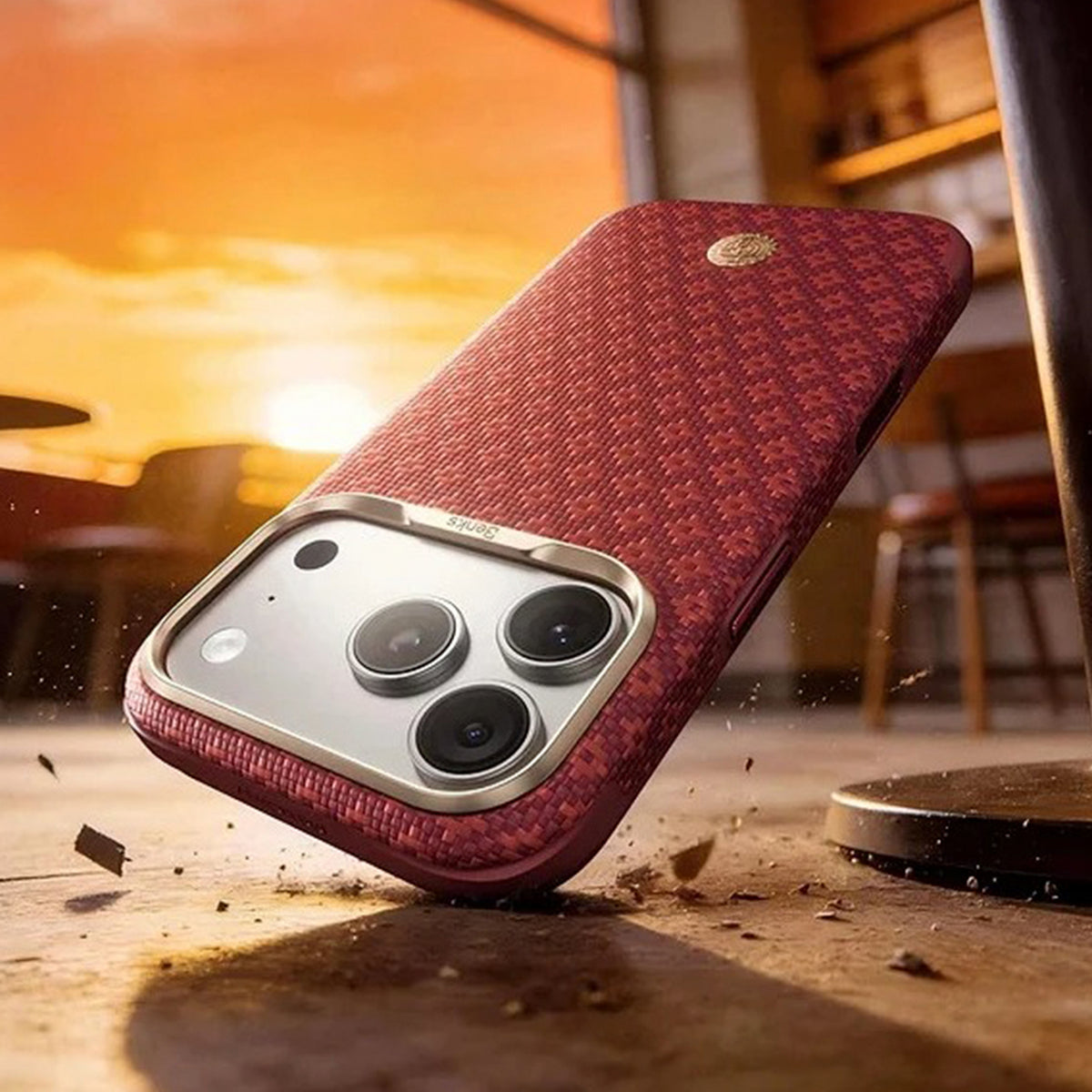 Benks Funda ArmorGrid Edge de Fibra de Aramida Kevlar para iPhone 18 Pro Compatible con MagSafe, Sawy Red