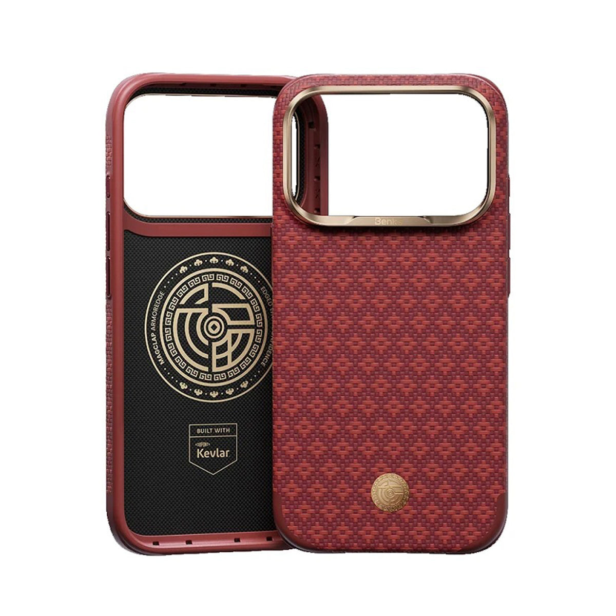Benks Funda ArmorGrid Edge de Fibra de Aramida Kevlar para iPhone 18 Pro Max Compatible con MagSafe, Sawy Red
