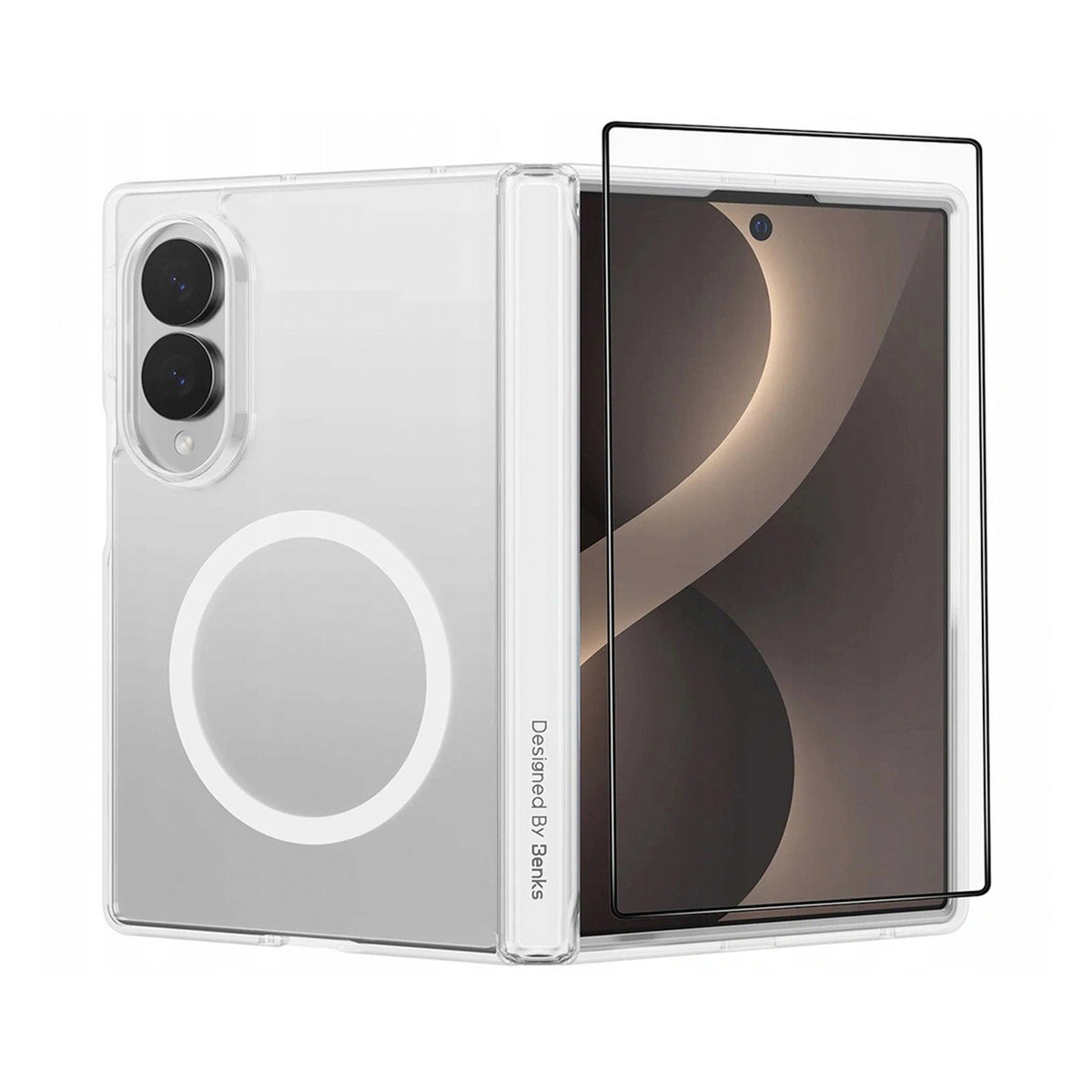 Benks Funda Crystal Grand Combo para Galaxy Z Fold 8 con Anillo Magnético, Transparente