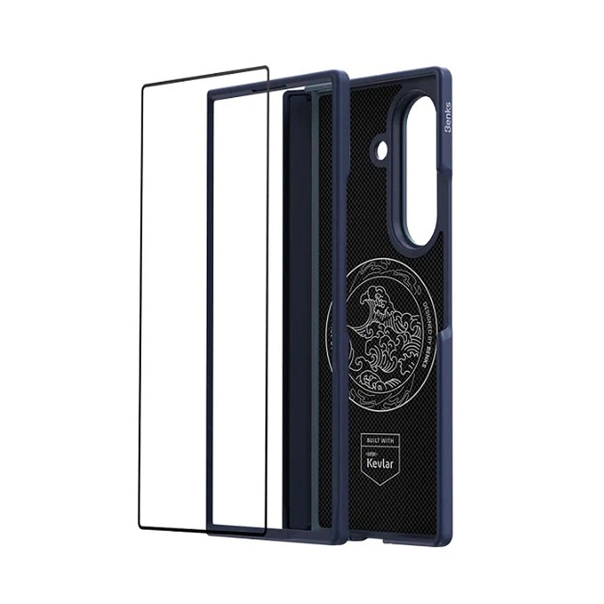 Benks Funda ArmorGrid Pro Grand Combo de Fibra de Aramida Kevlar para Galaxy Z Fold 8 Ultra con Anillo Magnético, Azul