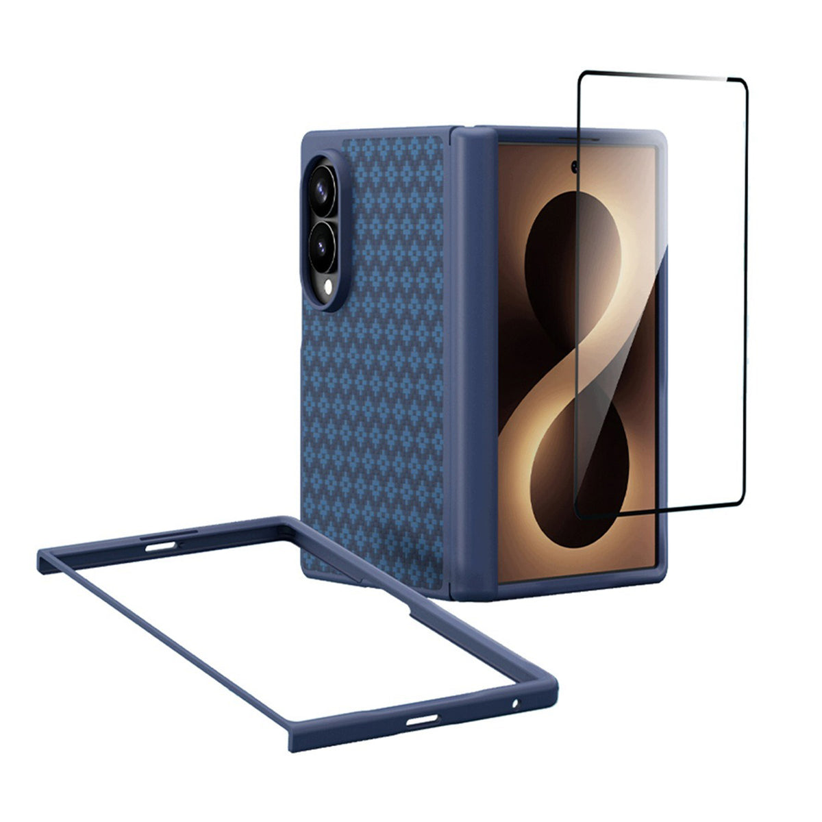 Benks Funda ArmorGrid Pro Grand Combo de Fibra de Aramida Kevlar para Galaxy Z Fold 8 con Anillo Magnético, Azul