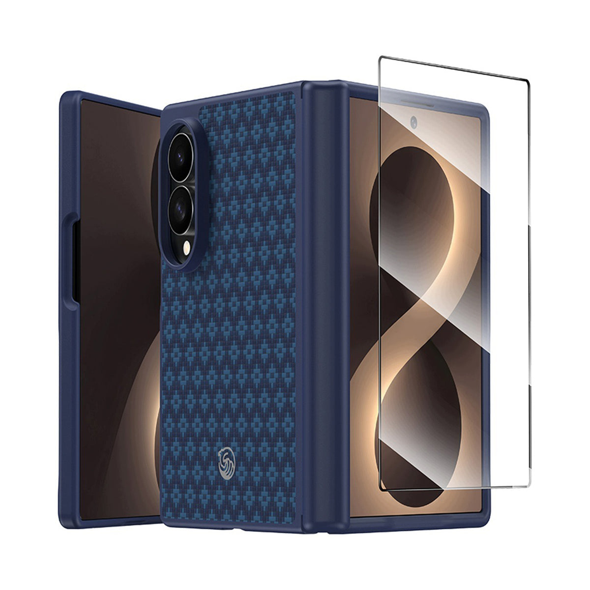 Benks Funda ArmorGrid Pro Grand Combo de Fibra de Aramida Kevlar para Galaxy Z Fold 8 con Anillo Magnético, Azul