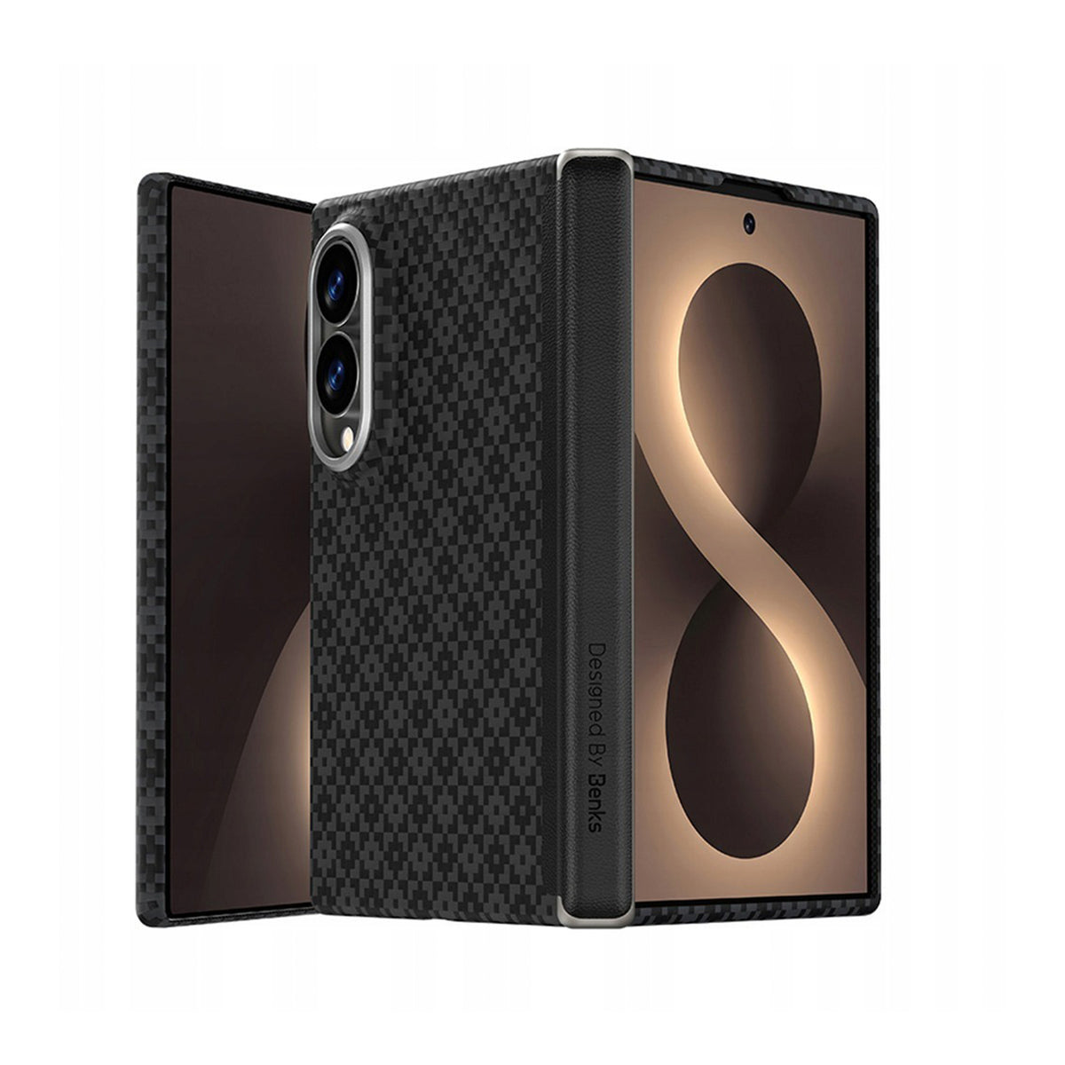 Benks Funda ArmorGrid Air Grand Combo de Fibra de Aramida Kevlar para Galaxy Z Fold 8 con Anillo Magnético, Negra