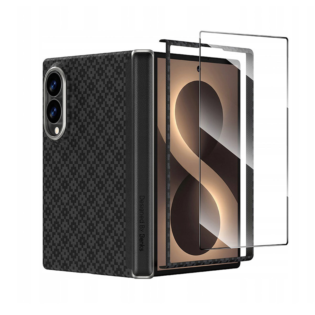 Benks Funda ArmorGrid Air Grand Combo de Fibra de Aramida Kevlar para Galaxy Z Fold 8 con Anillo Magnético, Negra