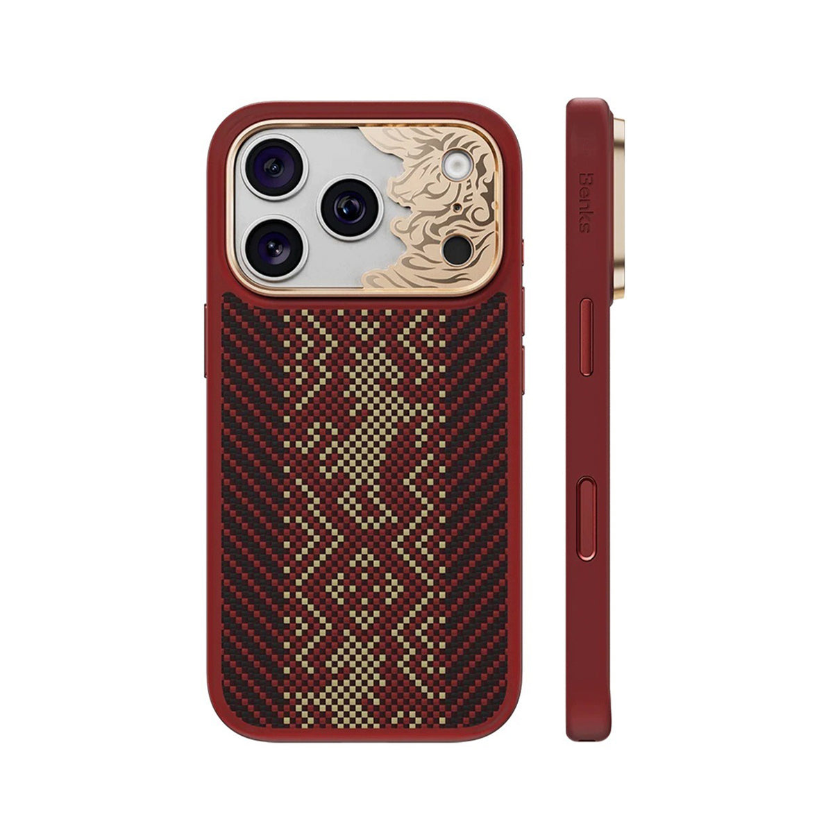 Benks Funda Knight Pro de Fibra de Aramida Kevlar para iPhone 18 Pro Compatible con MagSafe, Roja