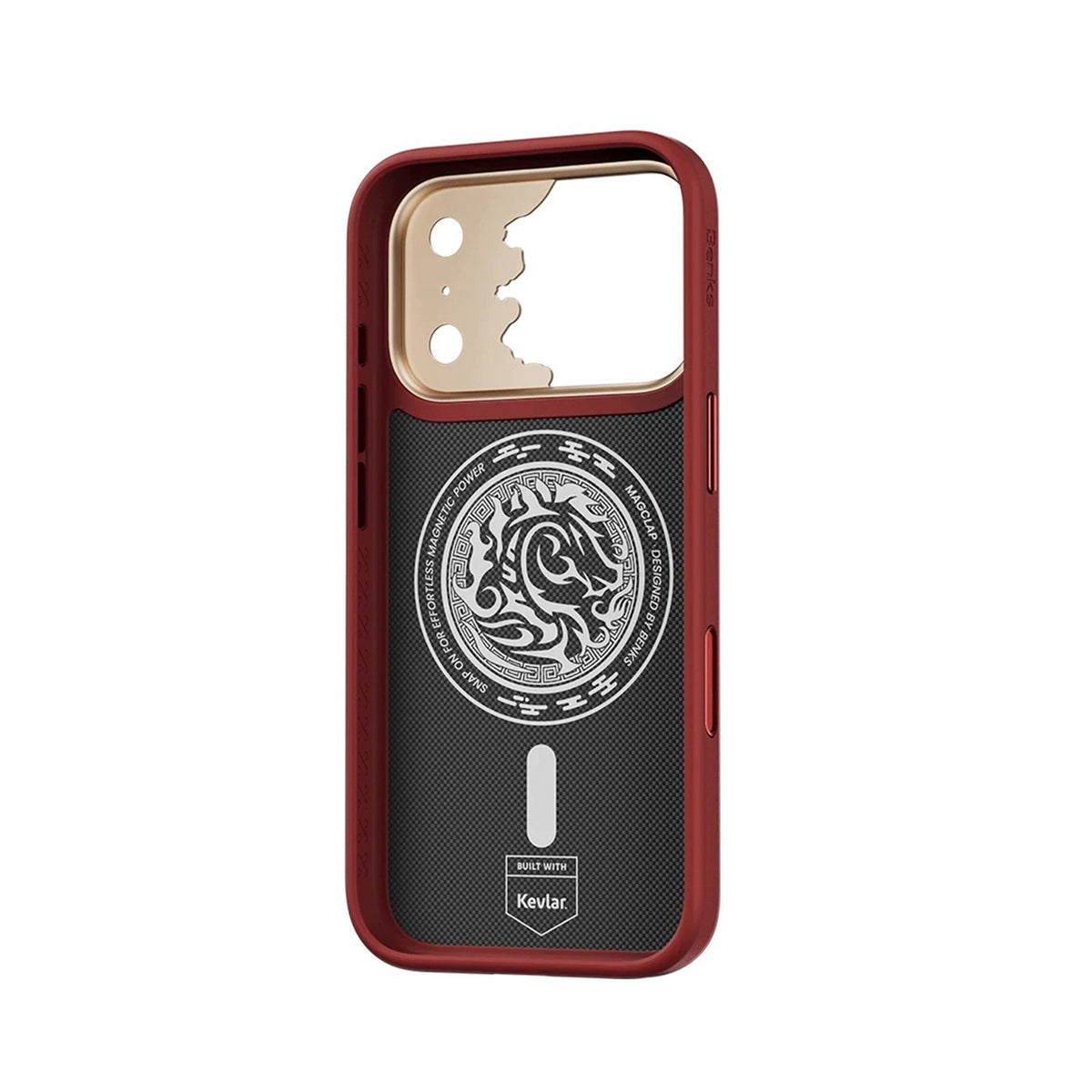 Benks Funda Knight Pro de Fibra de Aramida Kevlar para iPhone 18 Pro Max Compatible con MagSafe, Roja