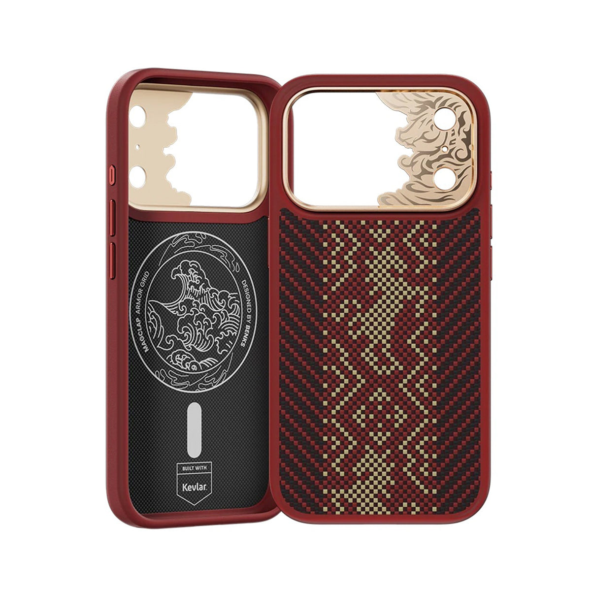 Benks Funda Knight Pro de Fibra de Aramida Kevlar para iPhone 18 Pro Max Compatible con MagSafe, Roja
