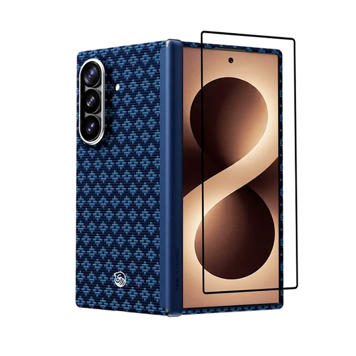 Benks Funda ArmorGrid Air Grand Combo de Fibra de Aramida Kevlar para Galaxy Z Fold 8 Ultra con Anillo Magnético, Azul