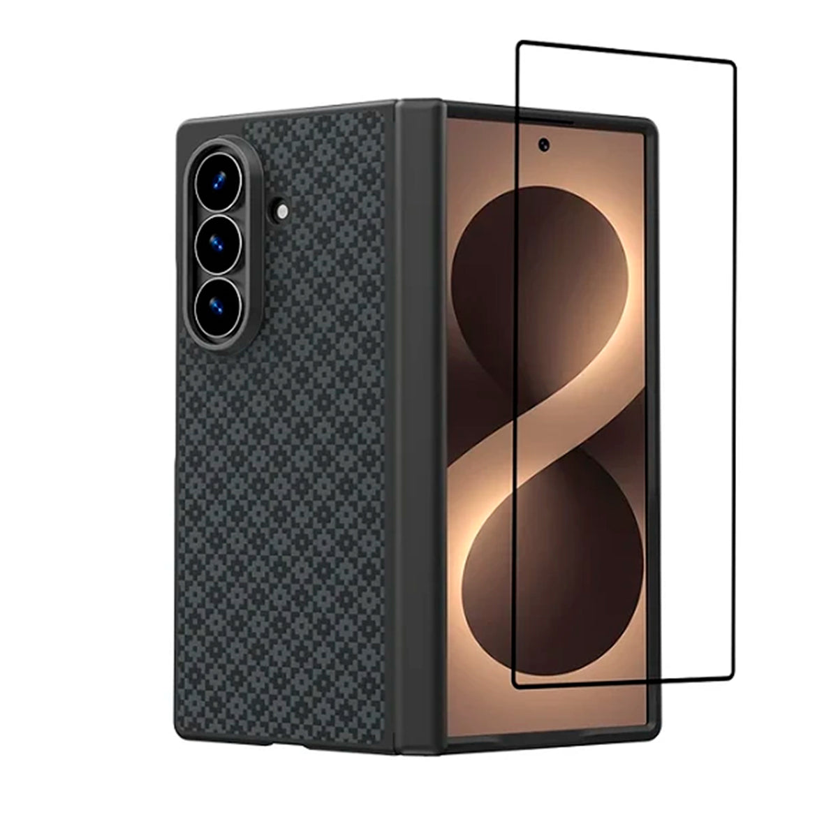 Benks Funda ArmorGrid Pro Grand Combo de Fibra de Aramida Kevlar para Galaxy Z Fold 8 Ultra con Anillo Magnético, Negra