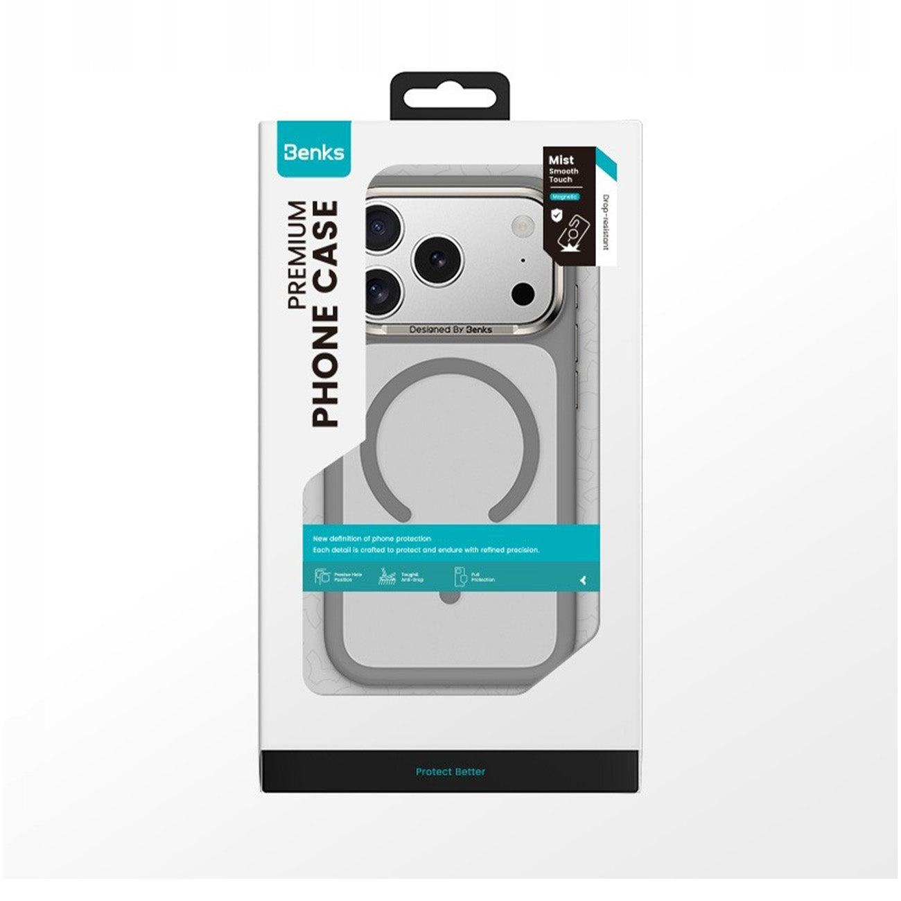 Benks Funda Mate Antihuellas para iPhone 17 Pro Max/18 Pro Max Compatible con MagSafe, Gris