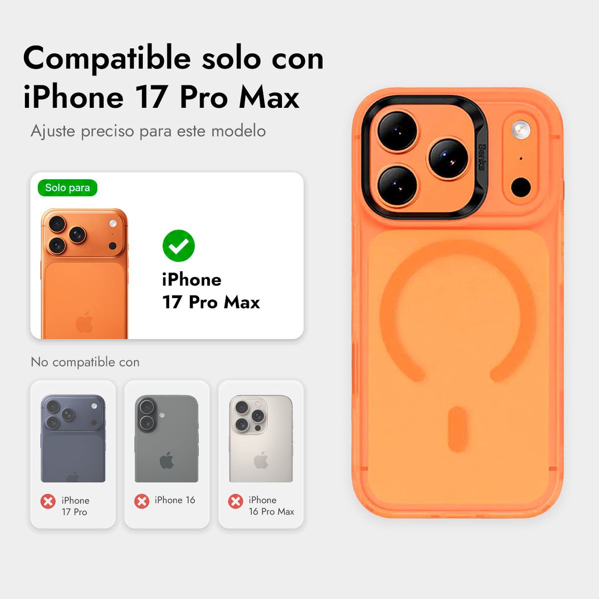Benks Funda Lucid Armor para iPhone 17 Pro Max Compatible con MagSafe, Naranja