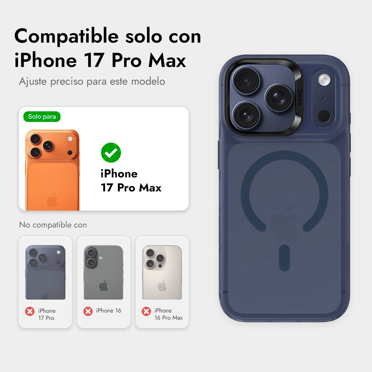 Benks Funda con Airbags Anticaídas para iPhone 17 Pro Max Compatible con MagSafe, Azul