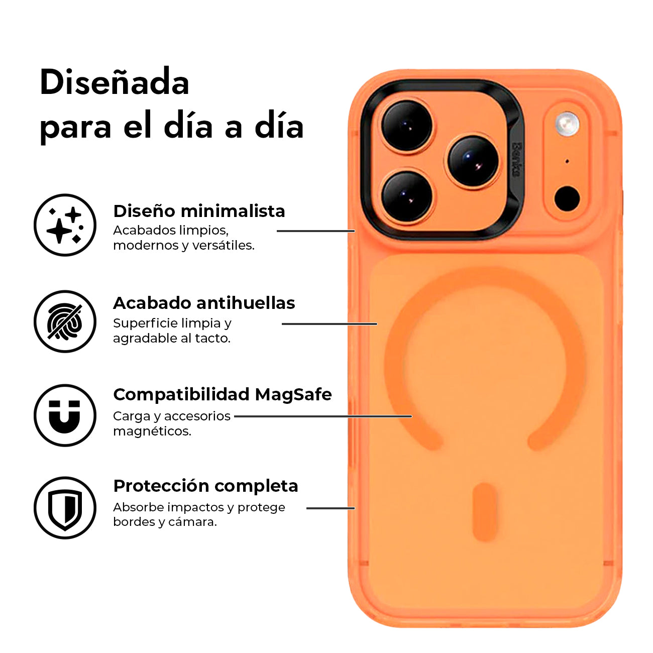 Benks Funda Lucid Armor para iPhone 17 Pro Compatible con MagSafe, Naranja