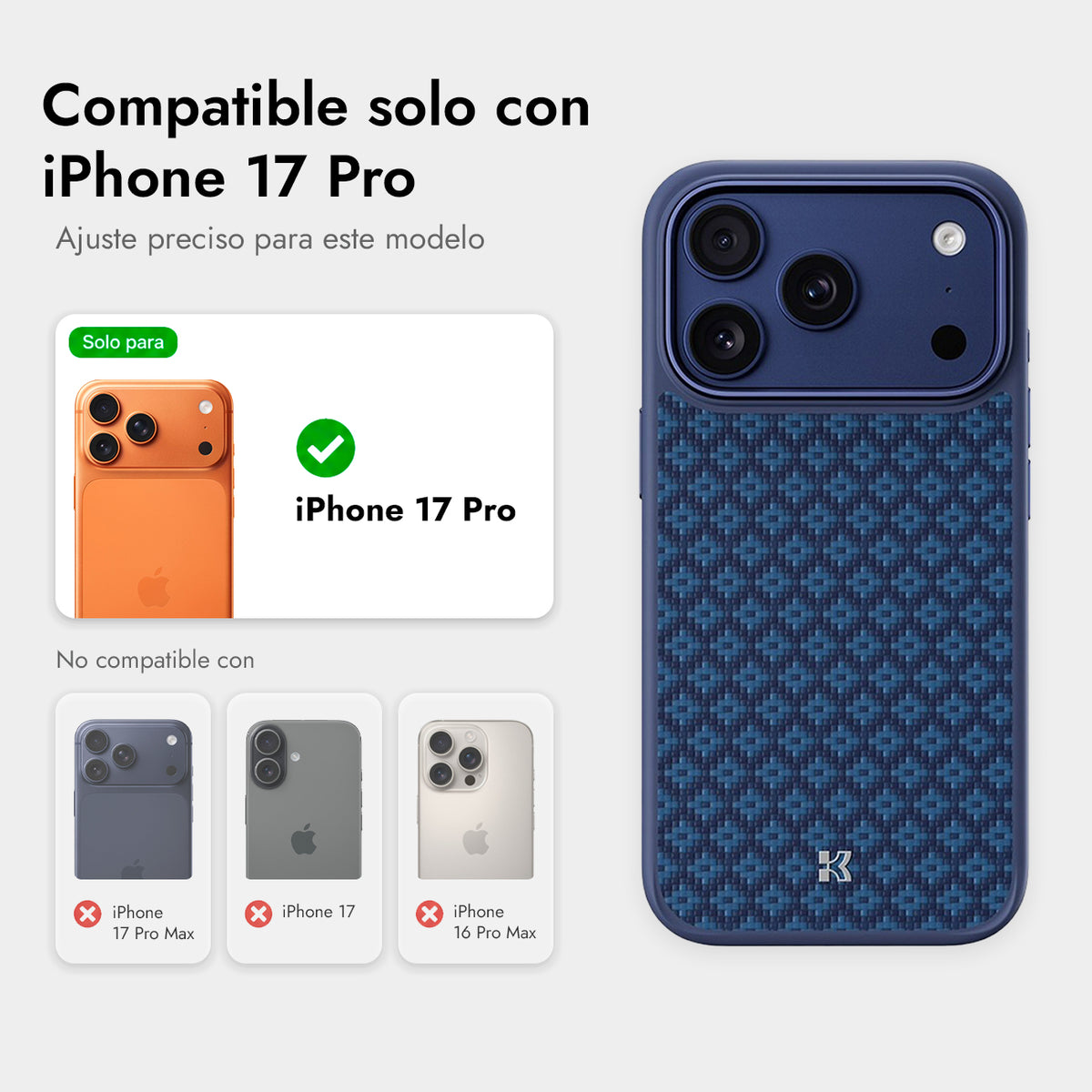 Benks Funda ArmorPro ArmorGrid de Fibra de Aramida Kevlar para iPhone 17 Pro/18 Pro Compatible con MagSafe, Azul Celeste