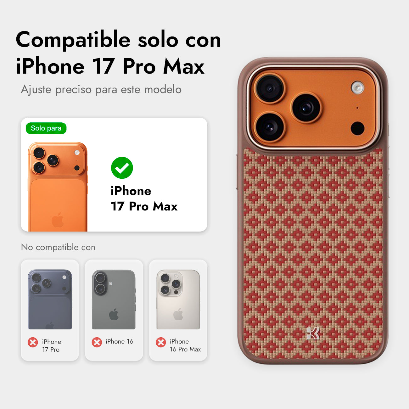 Benks iPhone 17 Pro Max Case - ArmorGrid Kevlar Fiber MagSafe Case Orange, Ultra-Thin with Drop Protection and Precise Fit Camera Protection