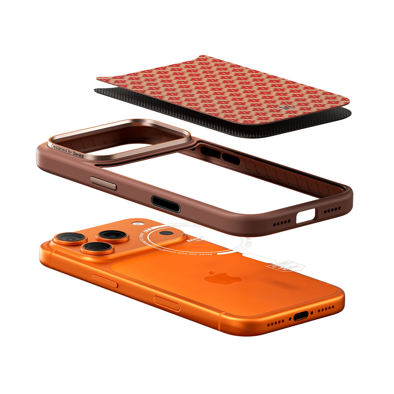 Benks iPhone 17 Pro Max Case - ArmorGrid Kevlar Fiber MagSafe Case Orange, Ultra-Thin with Drop Protection and Precise Fit Camera Protection
