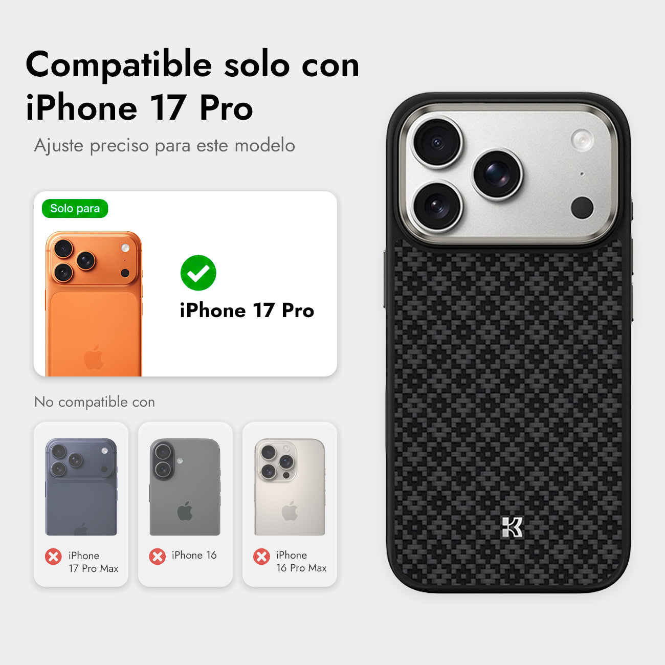 Benks Funda ArmorGrid de Fibra de Aramida Kevlar para iPhone 17 Pro/18 Pro Compatible con MagSafe, Negra