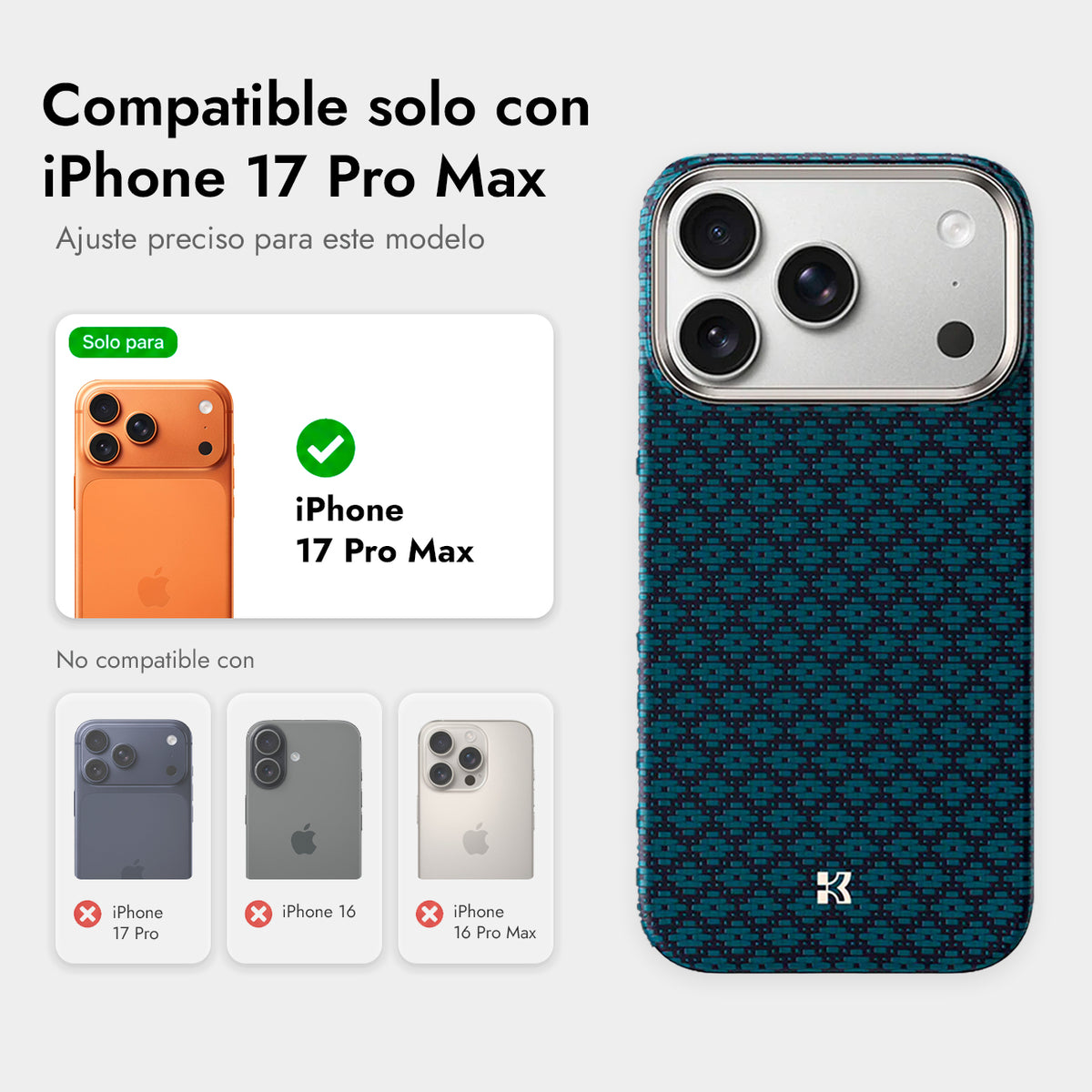 Benks Funda ArmorGrid de Fibra de Aramida Kevlar 1000D para iPhone 17 Pro Max/18 Pro Max Compatible con MagSafe, Azul Collector’s Edition