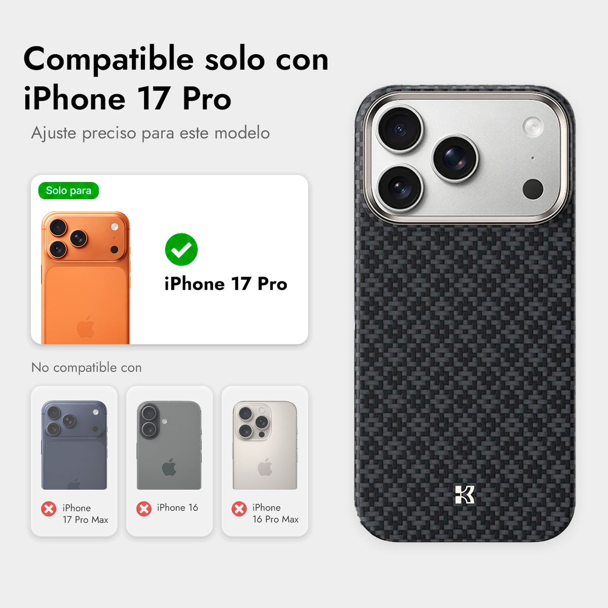 Benks Funda ArmorGrid de Fibra de Aramida Kevlar 1000D para iPhone 17 Pro/18 Pro Compatible con MagSafe, Negra