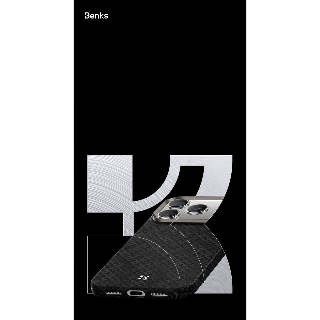Benks Funda ArmorGrid de Fibra de Aramida Kevlar 1000D para iPhone 17 Pro/18 Pro Compatible con MagSafe, Negra