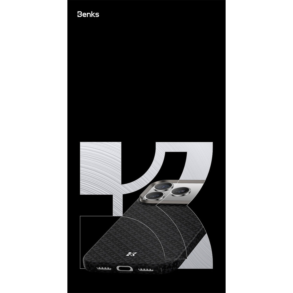 Benks Funda ArmorGrid de Fibra de Aramida Kevlar 1000D para iPhone 17 Compatible con MagSafe, Negra
