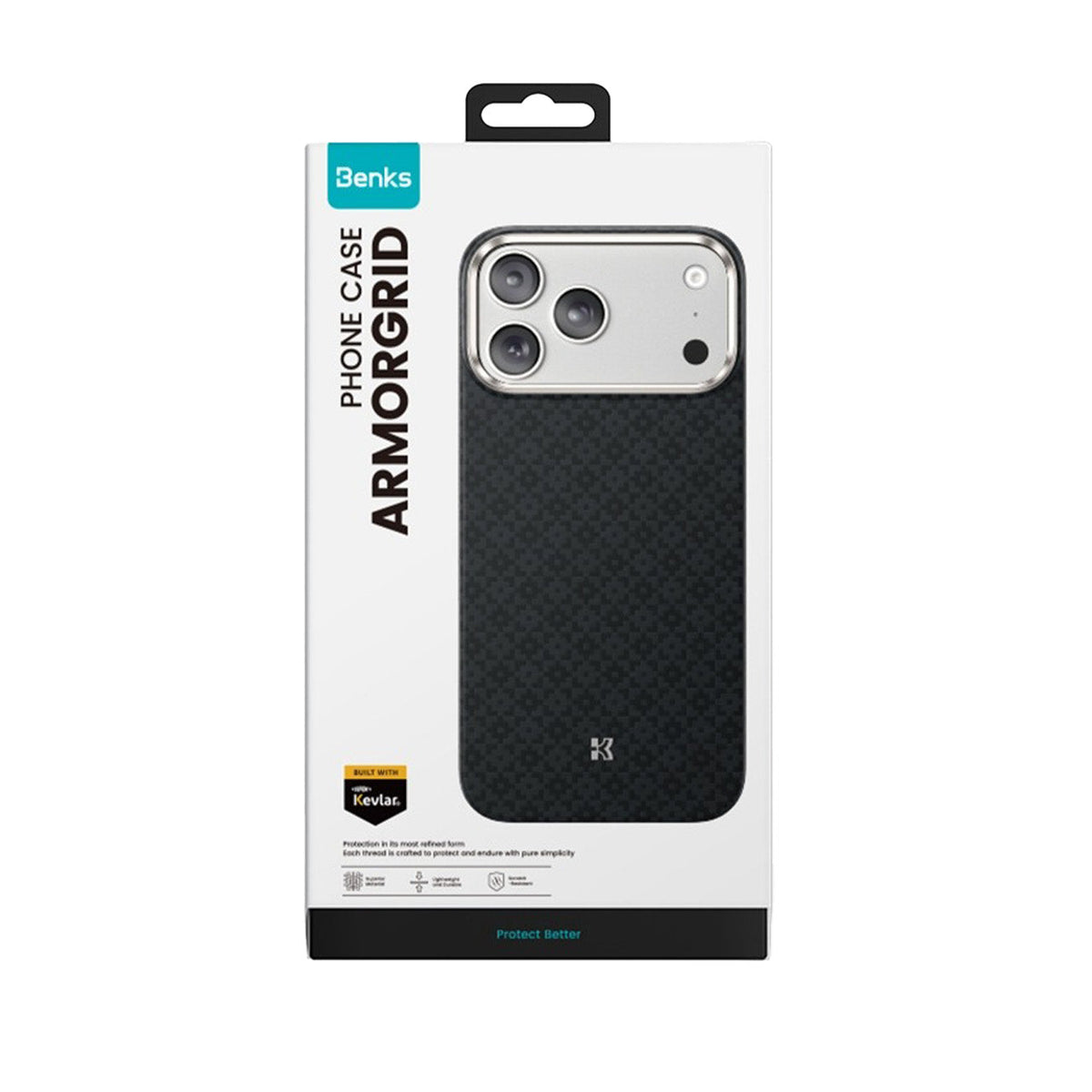 Benks Funda ArmorGrid de Fibra de Aramida Kevlar 1000D para iPhone 17 Compatible con MagSafe, Negra