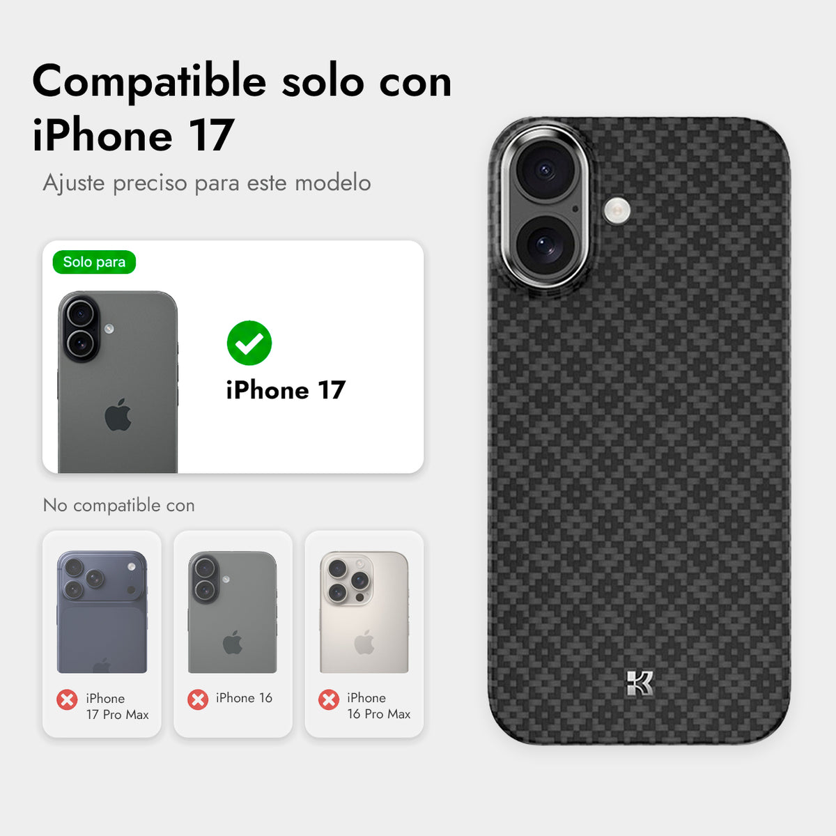 Benks Funda ArmorGrid de Fibra de Aramida Kevlar 1000D para iPhone 17 Compatible con MagSafe, Negra