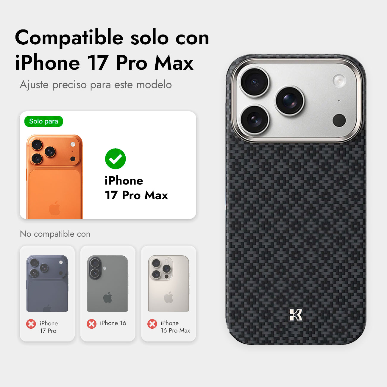 Benks Funda ArmorGrid de Fibra de Aramida Kevlar 1000D para iPhone 17 Pro Max/18 Pro Max Compatible con MagSafe, Negra
