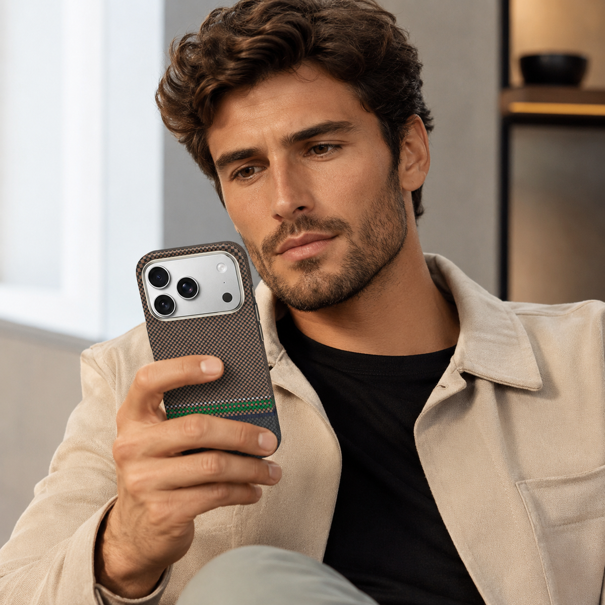 Benks Funda Prestige Pro de Fibra de Aramida Kevlar para iPhone 17 Pro/18 Pro Compatible con MagSafe, Dorada