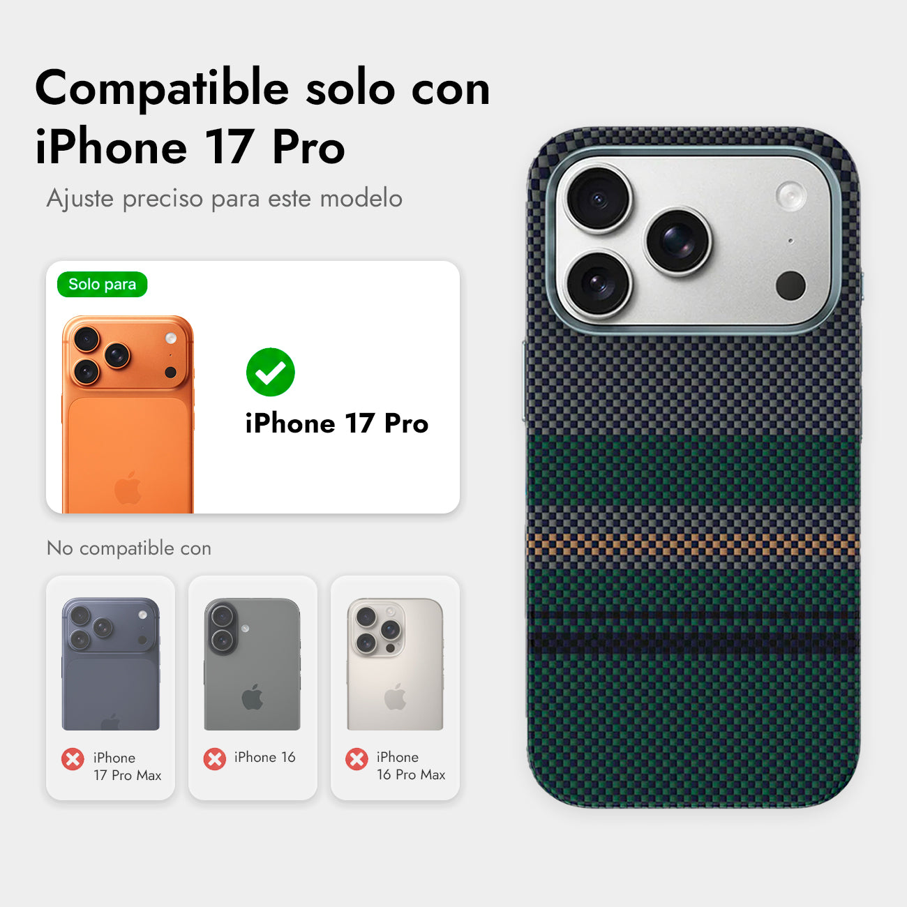 Benks Funda Aurora de Fibra de Aramida Kevlar para iPhone 17 Pro/18 Pro Compatible con MagSafe, Verde
