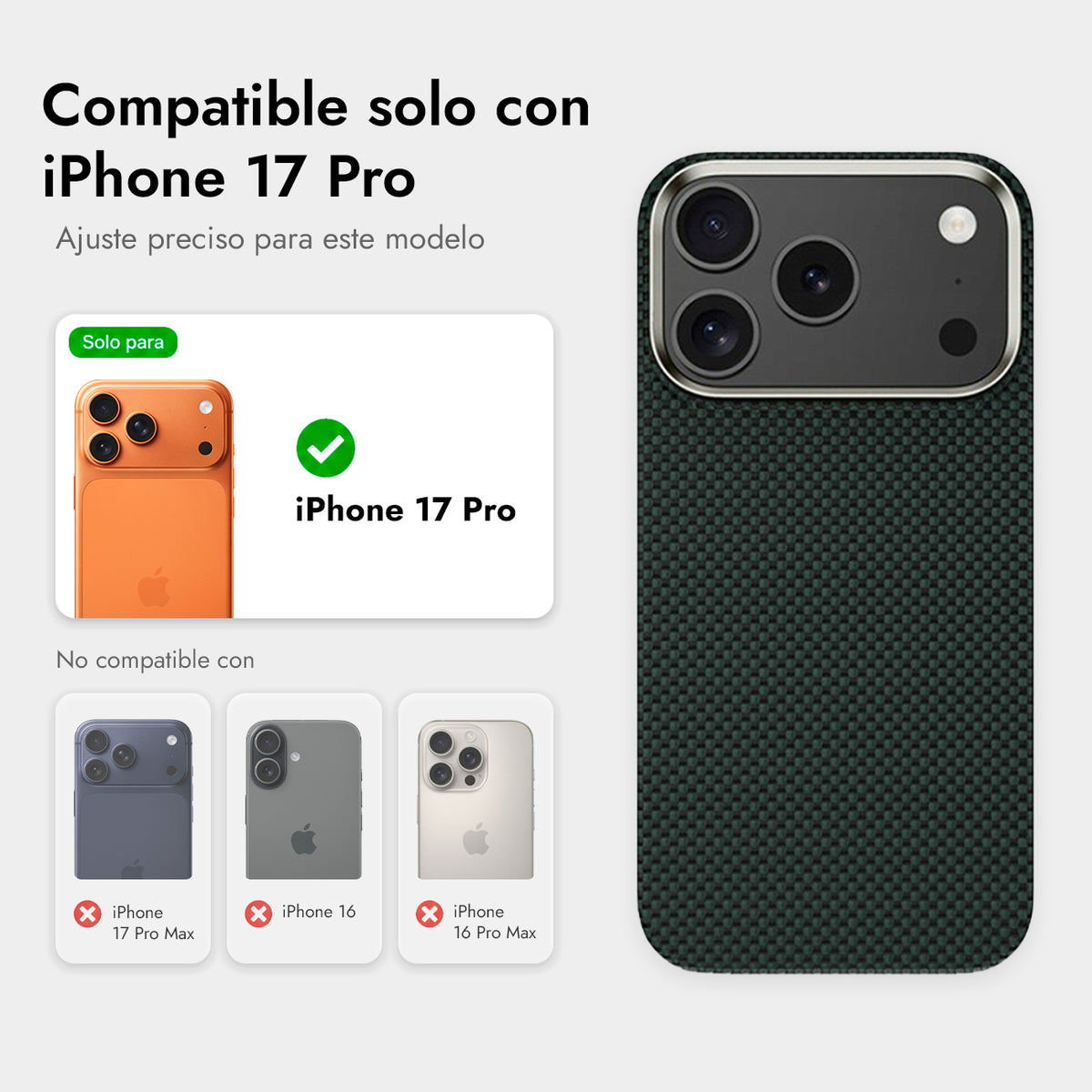 Benks Funda de Fibra de Aramida Kevlar 1000D para iPhone 17 Pro/18 Pro Compatible con MagSafe, Verde