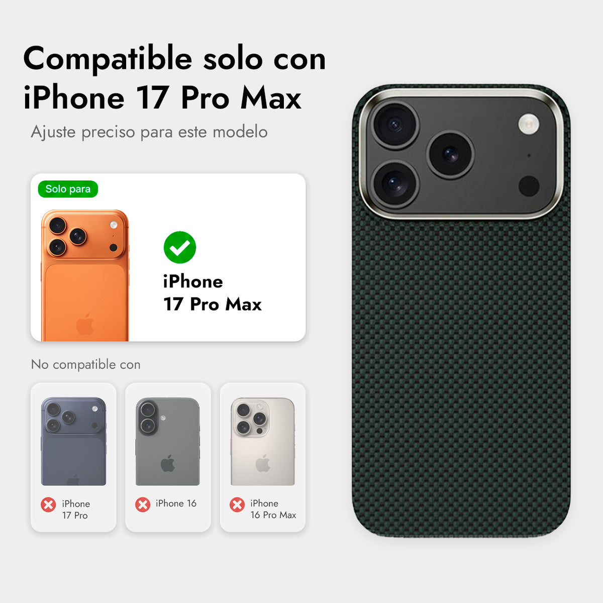 Benks Funda de Fibra de Aramida Kevlar 1000D para iPhone 17 Pro Max/18 Pro Max Compatible con MagSafe, Verde