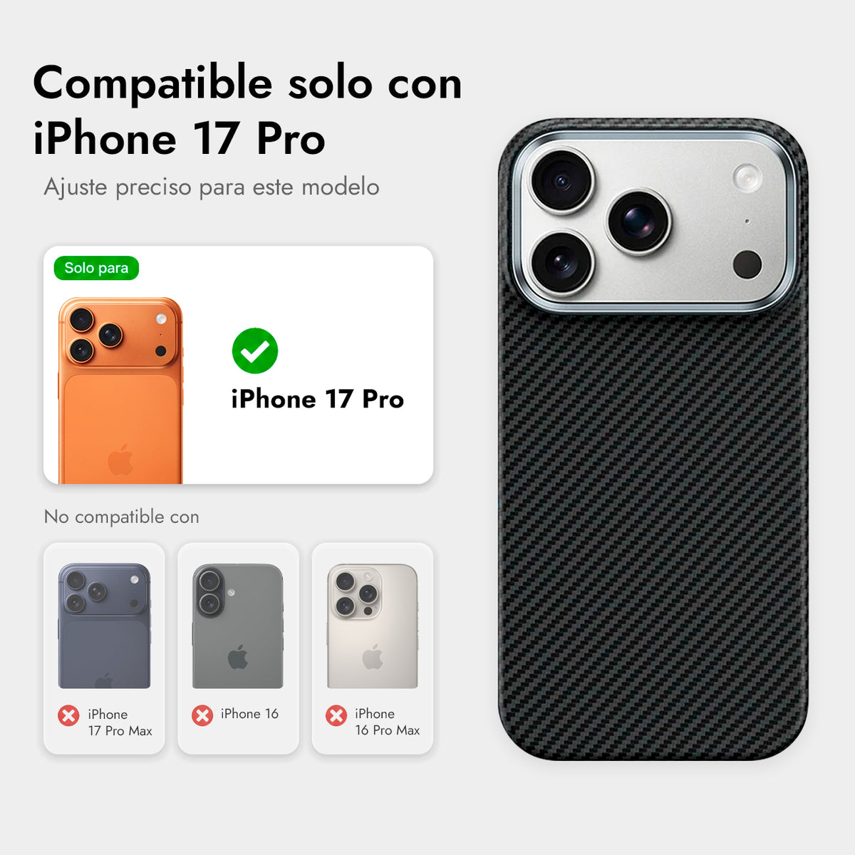 Benks Funda ArmorPro Prestige de Fibra de Aramida Kevlar 600D para iPhone 17 Pro/18 Pro Compatible con MagSafe, Negra