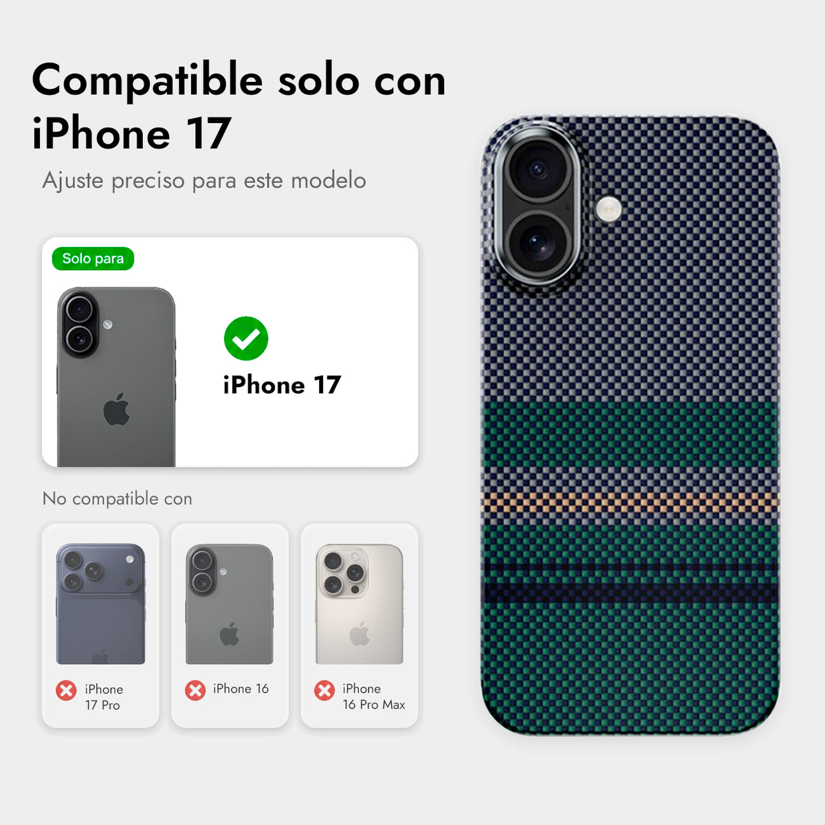 Benks Funda Aurora de Fibra de Aramida Kevlar para iPhone 17 Compatible con MagSafe, Verde