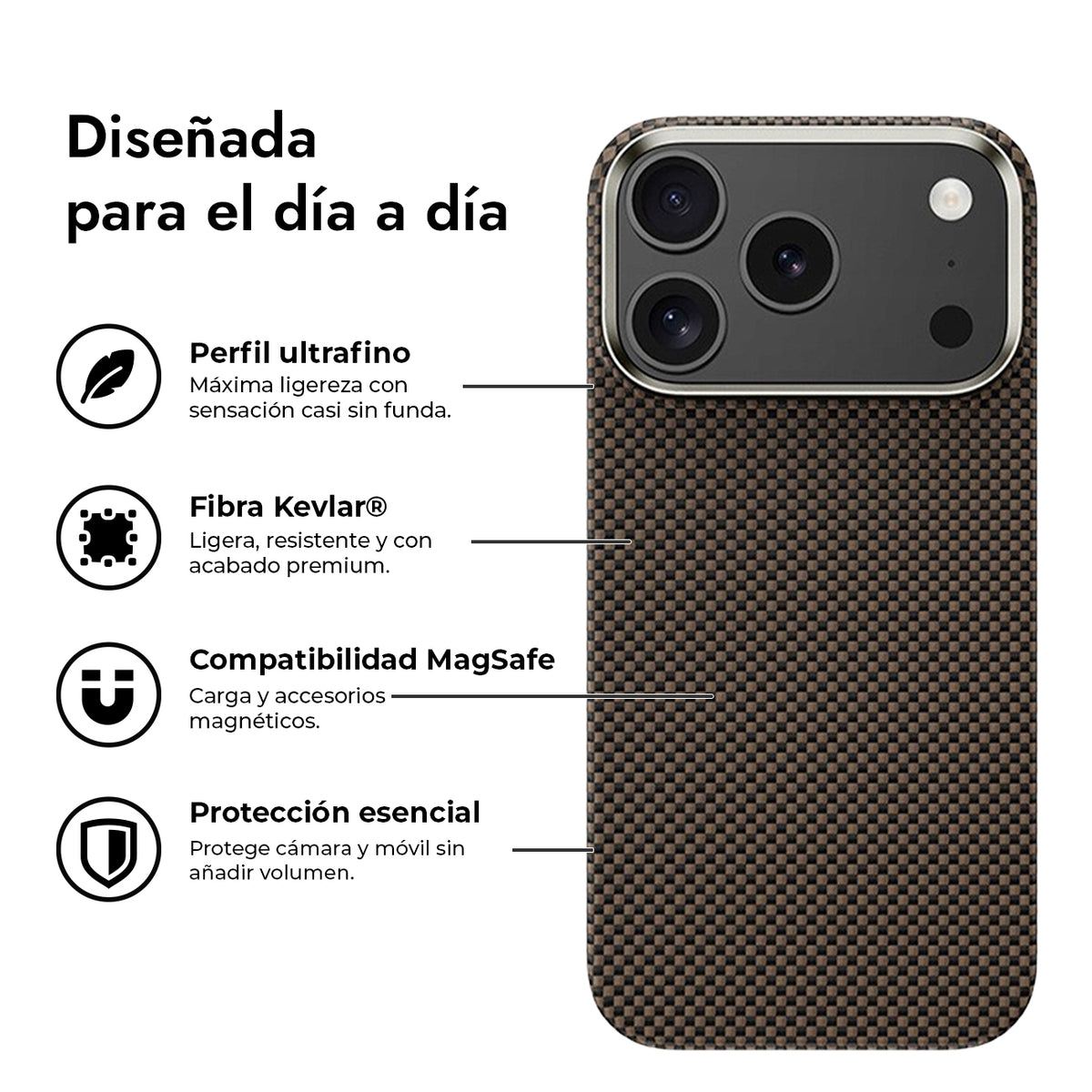 Benks Funda de Fibra de Aramida Kevlar 1000D para iPhone 17 Pro Max/18 Pro Max Compatible con MagSafe, Dorada