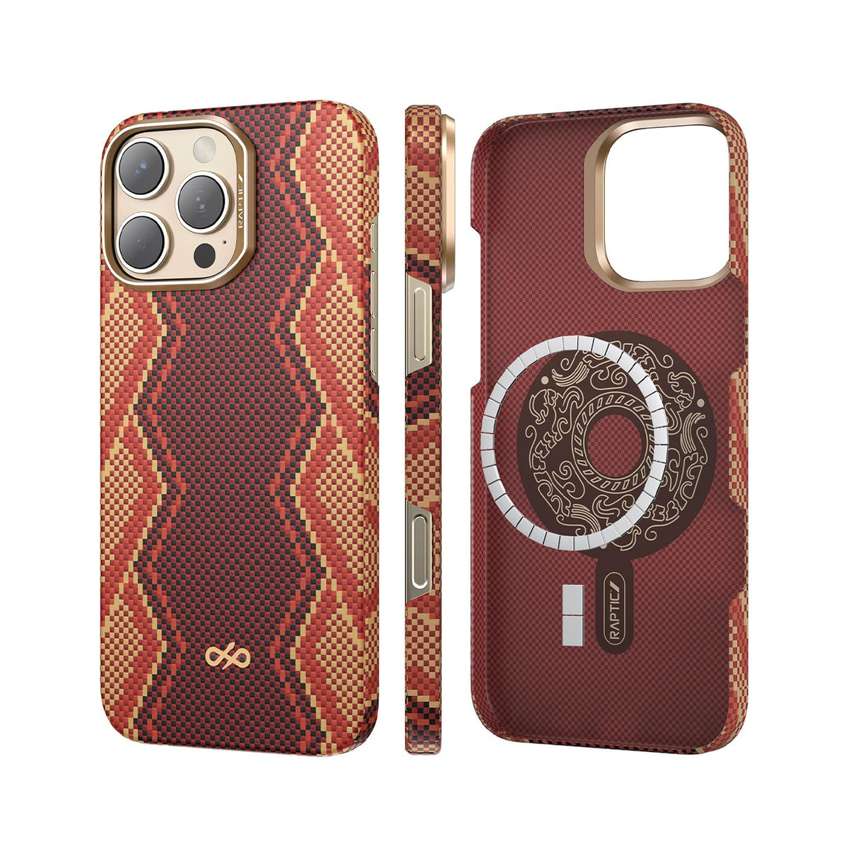 RAPTIC Funda Skin Bionic de Fibra de Aramida para iPhone 16 Pro Compatible con MagSafe, Snake