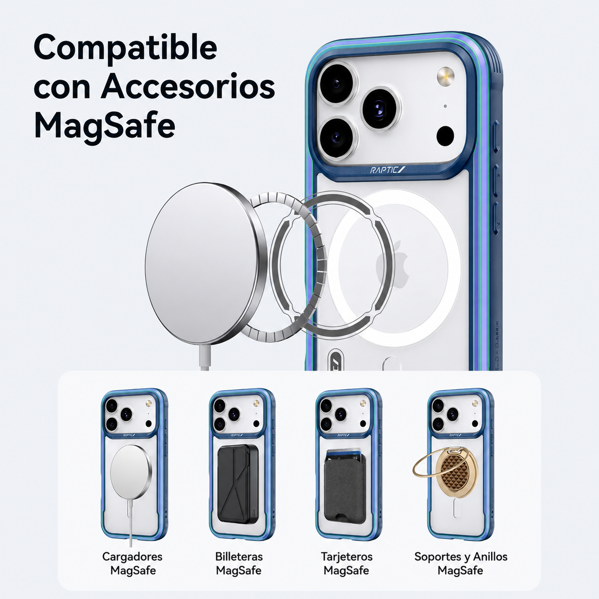 RAPTIC Funda Shield Classic para iPhone 17 Pro Max/18 Pro Max Compatible con MagSafe, Iridescent