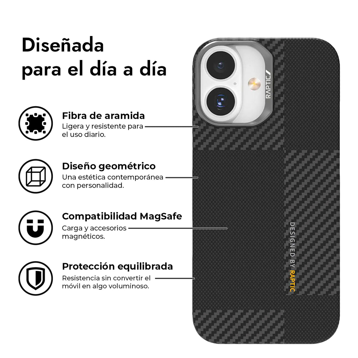RAPTIC Funda Geotik de Fibra de Aramida para iPhone 17 Compatible con MagSafe, Mondrian