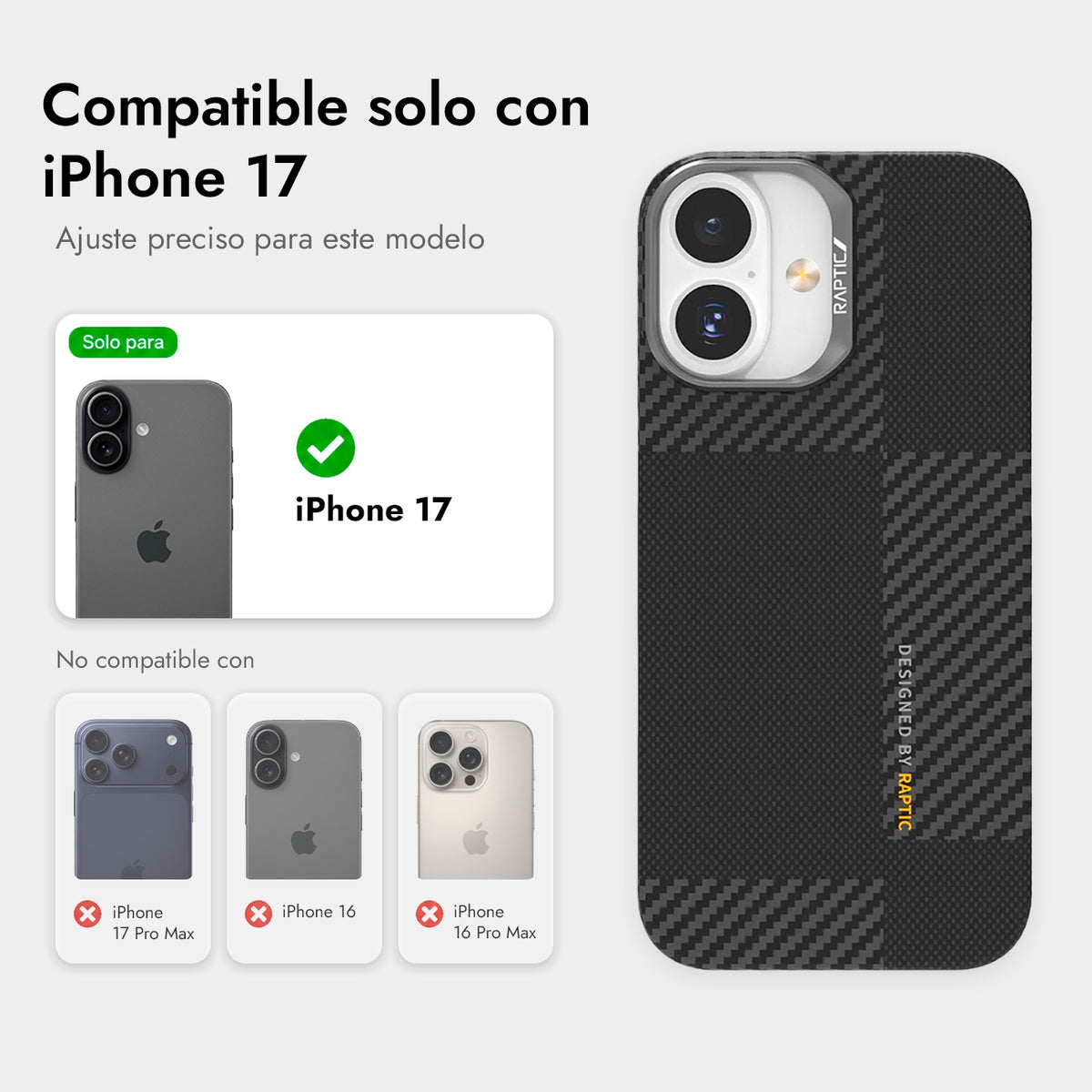 RAPTIC Funda Geotik de Fibra de Aramida para iPhone 17 Compatible con MagSafe, Mondrian