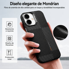 RAPTIC Funda Geotik Compatible con MagSafe Fibra de Aramida iPhone 17 Mondrian