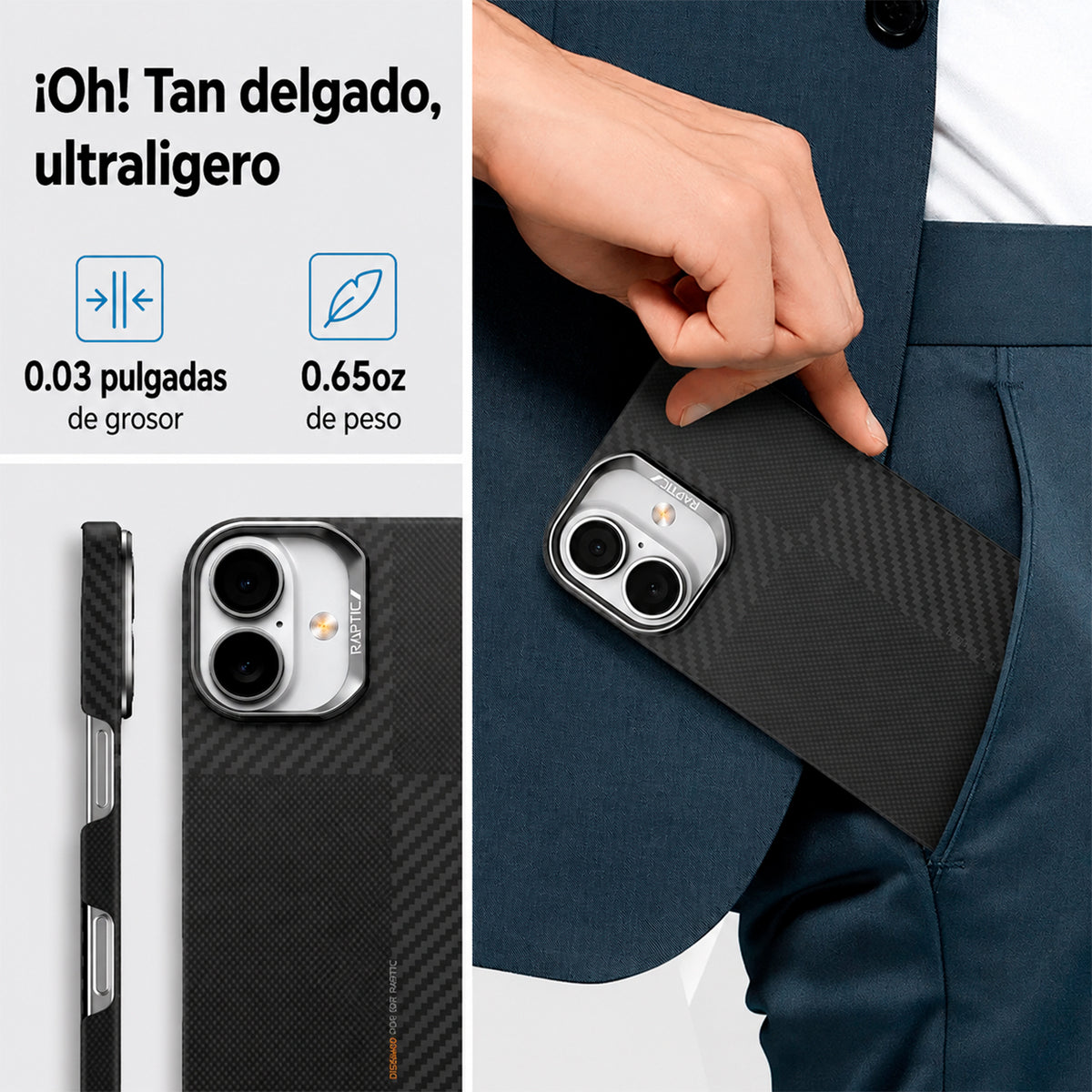 RAPTIC Funda Geotik de Fibra de Aramida para iPhone 17 Compatible con MagSafe, Mondrian